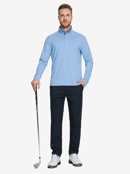 Heather Pinstripe Brushed Dry Fit Quarter Zip Pullover