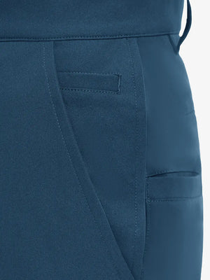 Back pocket detail of Water Repellent 8 Pockets Pants in BLUE INDIGO，showcasing pocket functionality.