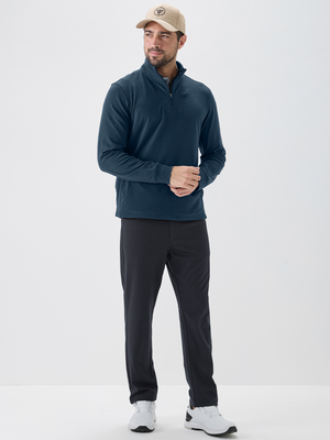 Heather Brushed Rib Knit Quarter Zip with 2 Pockets