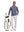 Front full body shot of model exercising in light dark blue grid featherweight midlayer quarter zip pullover