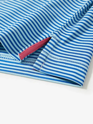 Hem slit detail – Aqua Stripe Performance Cooling Polo for youth