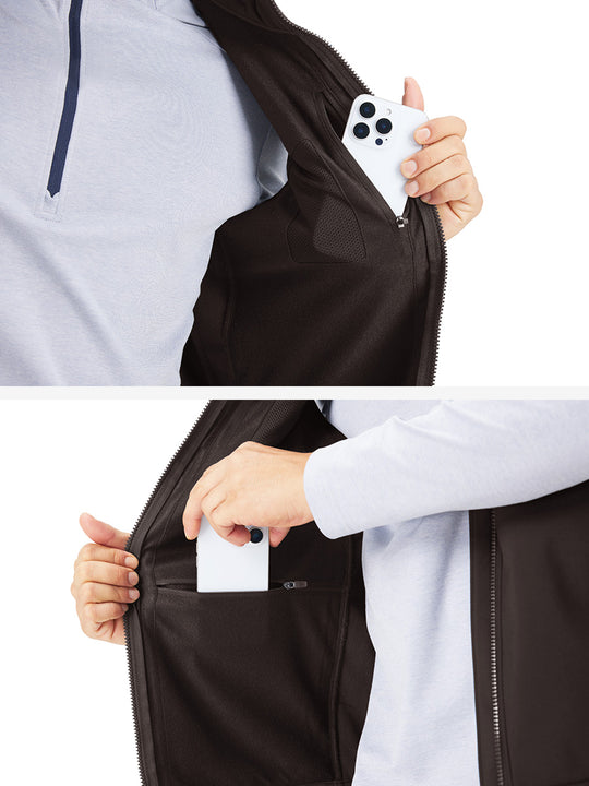 Sleeveless Softshell Fleece Outdoor Vests with 6 Pockets