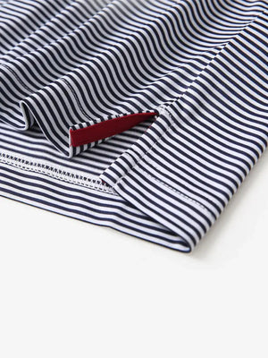 Hem slit detail – Navy Stripe Performance Cooling Polo for youth