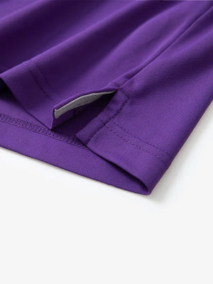Detail shot of hem opening on PURPLE Ventilated Pique Performance Polo
