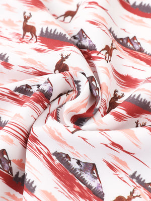 Fabric close-up of Stylish printing summer shirt with lightweight feel in sunset elk
