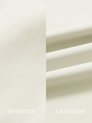 Close-up of inside and outside fabric of water-resistant fleece golf vest in cream, highlighting material texture and durability for optimal performance.