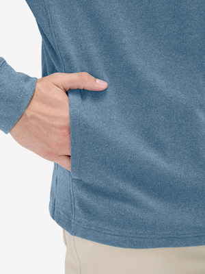 Heather Brushed Rib Knit Quarter Zip with 2 Pockets