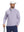 Front upper body view of model holding a golf club in lanvender two tone pique cotton blend q-zip