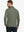 Olive Green Heather Skin-friendly Long Sleeve Melange Polo – back half-body view on model