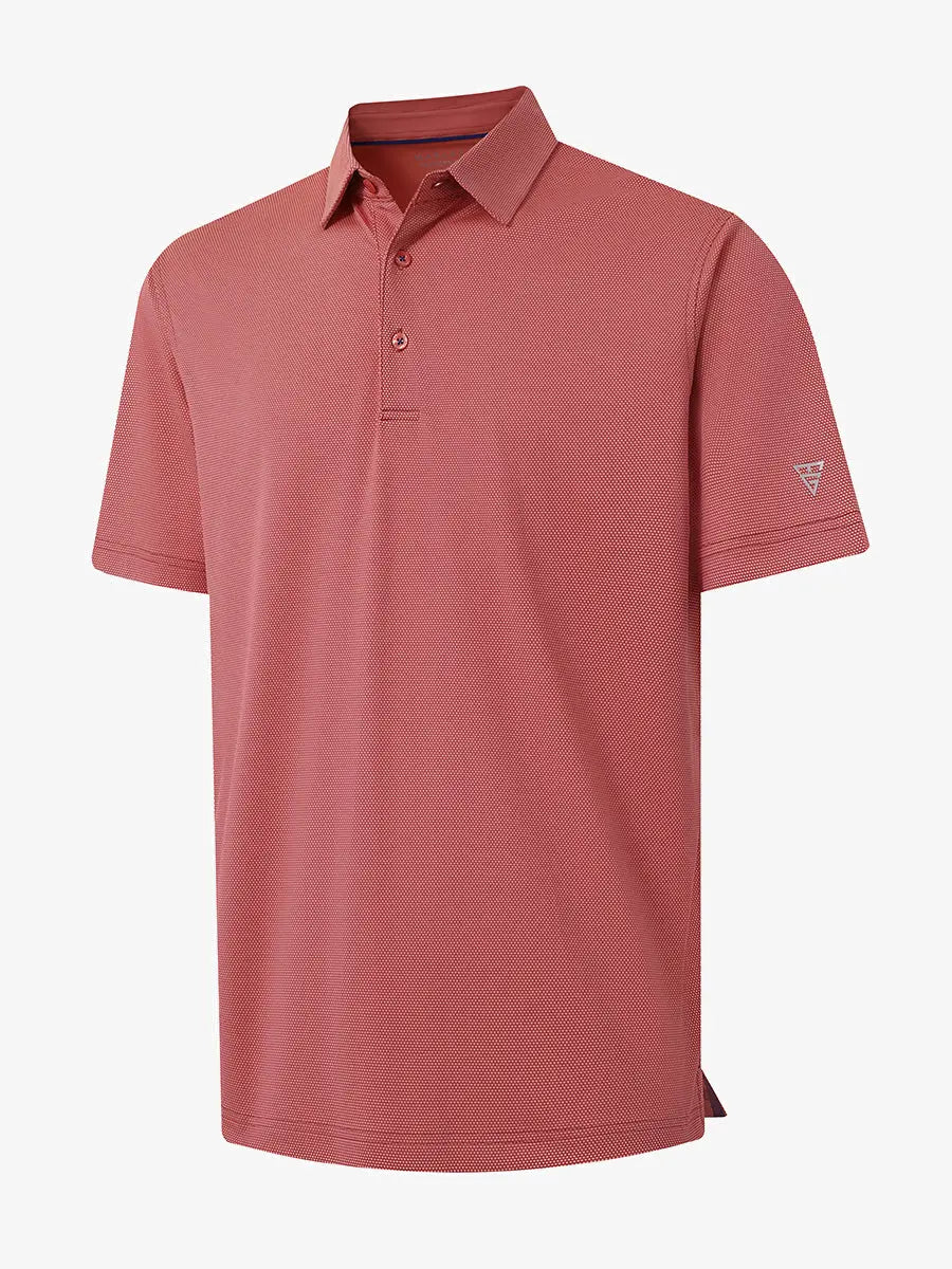 3D display showcasing jacquard pineapple pattern on ORANGE Performance Ananas Jacquard Polo