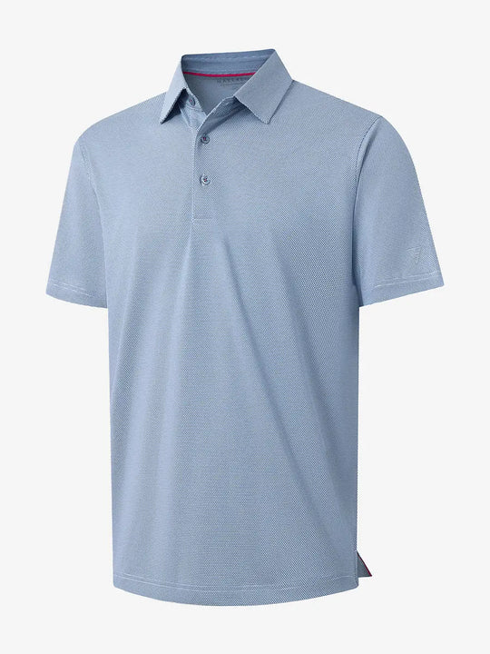 3D render highlighting pineapple jacquard texture in LIGHT BLUE Performance Ananas Jacquard Polo