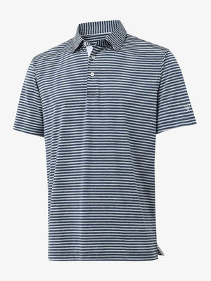 3D view of Sport Fit Stripe Polo in Dark Blue Stripe