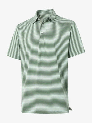 3D view of Sport Fit Stripe Polo in Dark Green Stripe