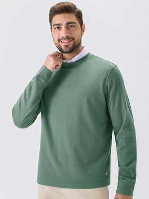Heather Brushed Rib Knit Crewneck Sweatshirt