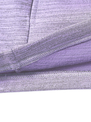 Close-up of the inner hem detail on the lavender heather Heather Fleece Hoodies Pullover, showcasing the soft interior finish