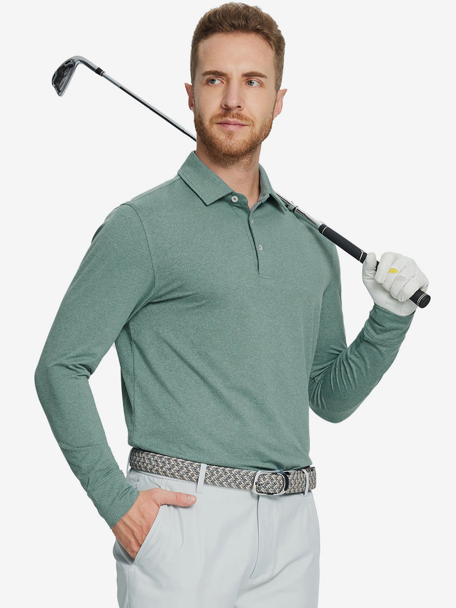Skin-friendly Long Sleeve Melange Polo