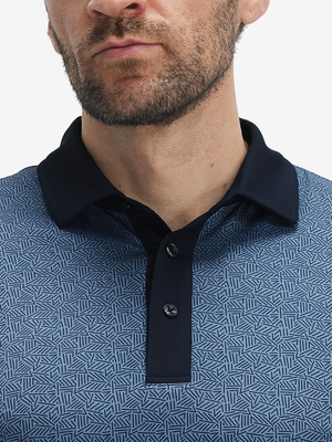 Stylish Full Print Contrast Collared Golf Polo Shirts