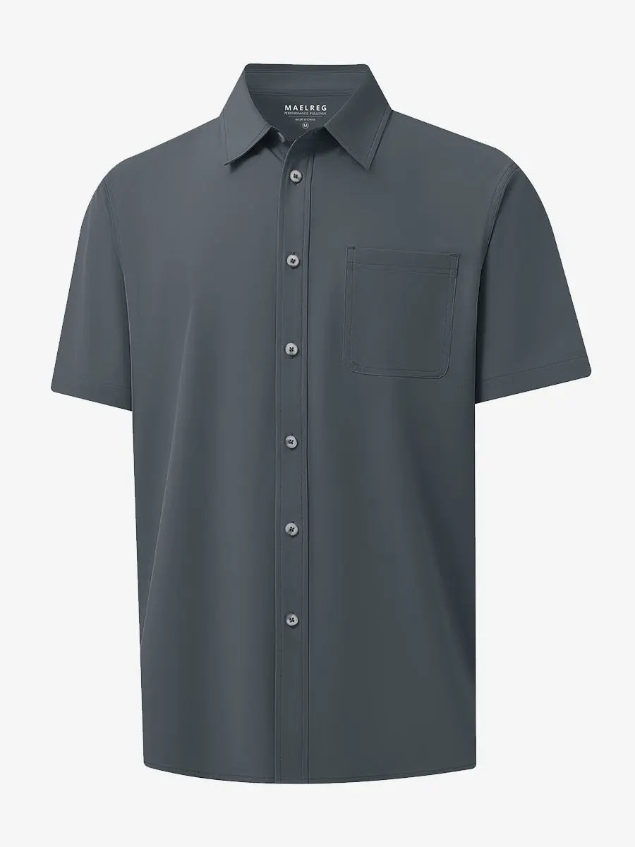 3D render highlighting the DARK GREY polo’s smooth fabric texture.