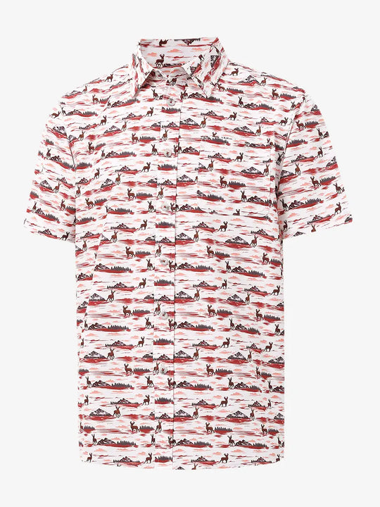 3D display of SUNSET ELK Stylish Printing Summer Shirt.