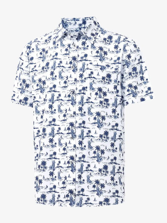 3D display of WHITE SAND PINEAPPLE Stylish Printing Summer Shirt.