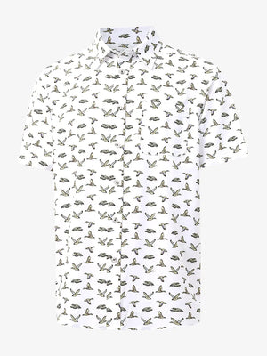 3D display of WHITE WILD GOOSE Stylish Printing Summer Shirt.